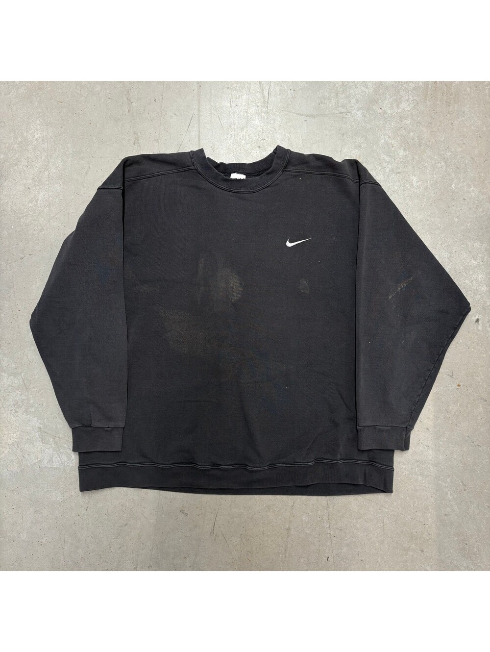 Vintage 90s Nike Mini Swoosh Embroidered Flawed Sweatshirt Extra Large Black
